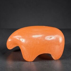 Vintage Signed CV Terracotta Polar Bear Figurine Orange Clay Art Sculpture 3inch